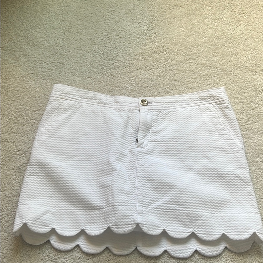 Lilly Pulitzer White Skort with Scalloped Hem